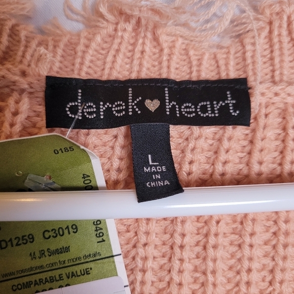 NWT Derek Heart Size L Pastel Cropped Tattered Raw Hem Striped Sweater - Picture 4 of 8